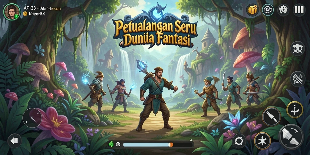 Tampilan gameplay API33 dengan dunia petualangan yang kaya.