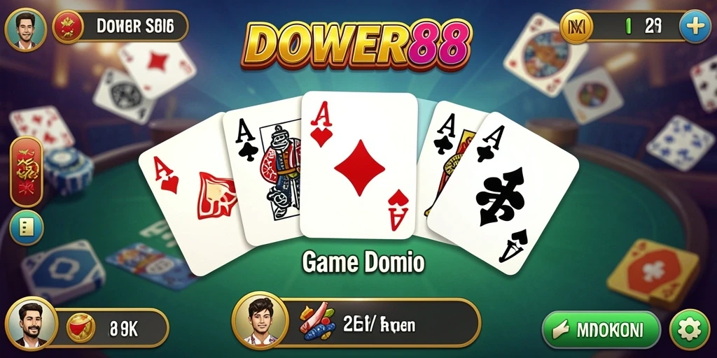 Gameplay DOWER88 menampilkan serunya permainan domino.