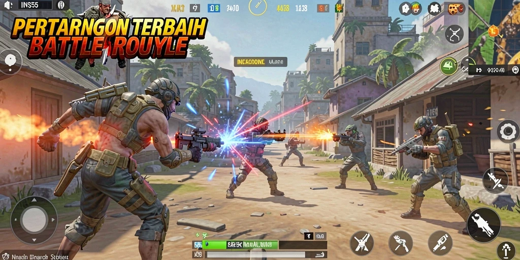 Gameplay intens dalam mode Battle Royale INS55 yang mendebarkan.