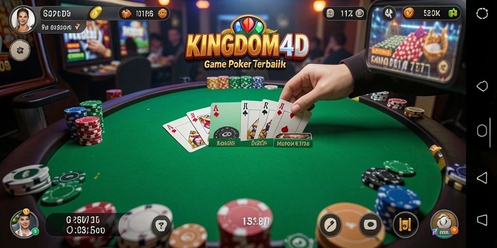 Screenshot gameplay KINGDOM4D menunjukkan aksi seru permainan Poker.
