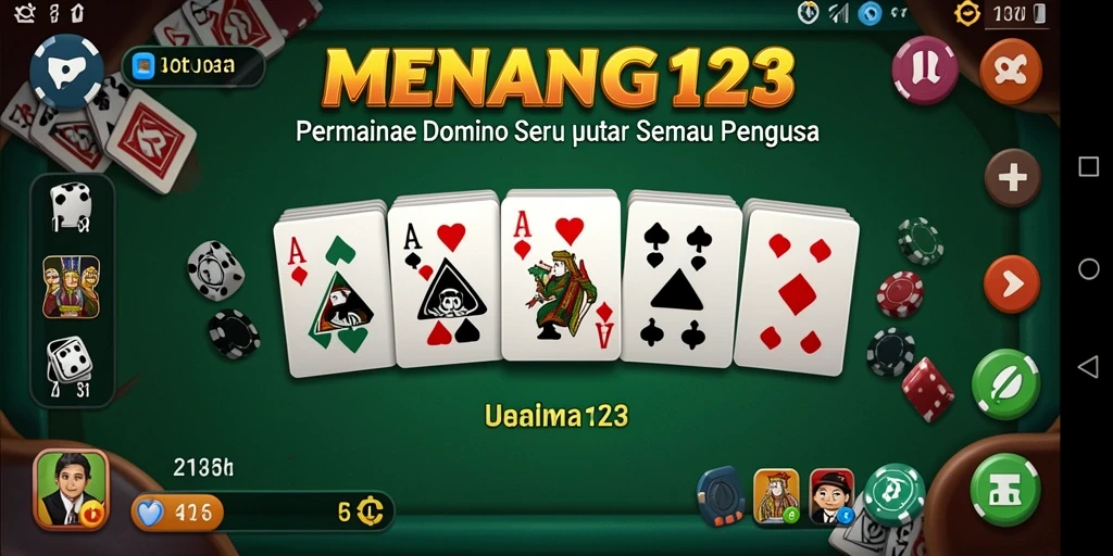 Screenshot MENANG123 menampilkan gameplay domino yang menarik dan seru.