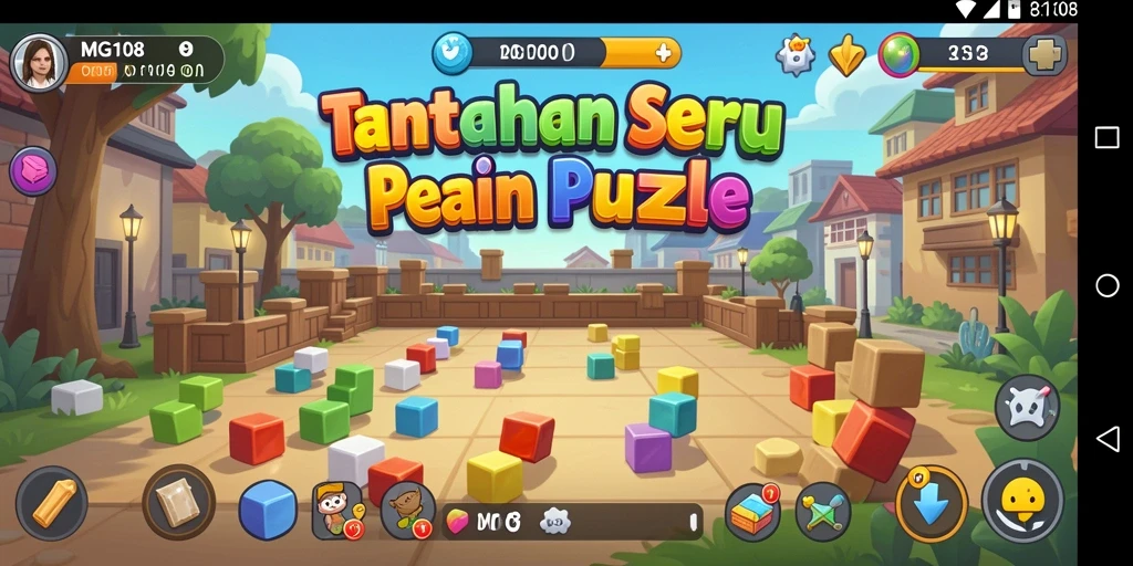 Screenshot gameplay MG108 menunjukkan tantangan puzzle yang seru.