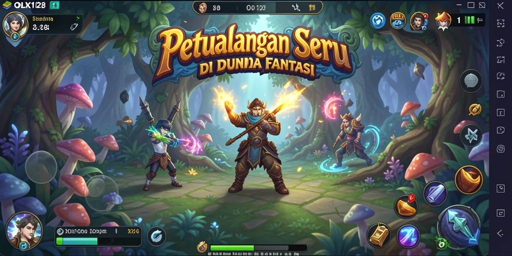 Tampilan gameplay seru dari OLX128 dalam dunia petualangan yang mendebarkan.
