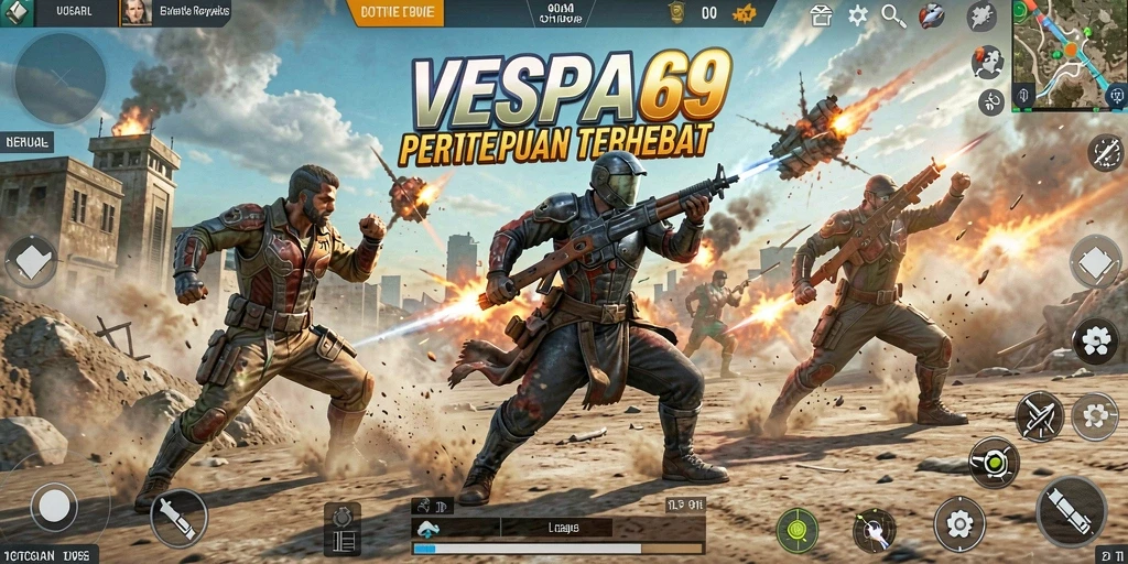 Tampilan aktif pertempuran dalam game Battle Royale VESPA69.