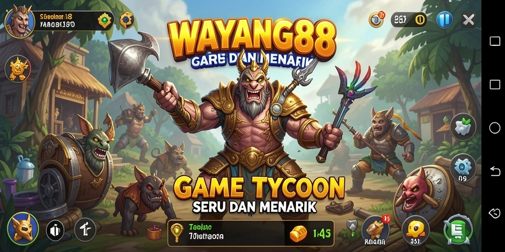 Screenshot gameplay WAYANG88 menunjukkan elemen bisnis yang seru.